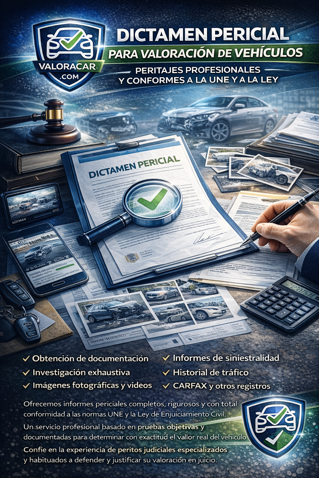 DICTAMEN JUDICIAL EN VALORación de vehículos realizado `por perito judicial en valoracion de vehiculos, Apto para presentar en Juzgados o sede judicial cualquiera que sea.