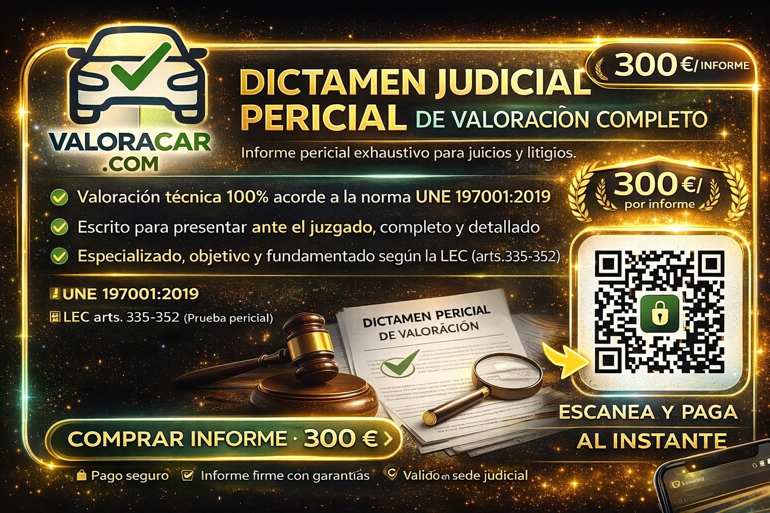 SERVICIO DE VALORACIÓN PERICIAL DE VEHÍCULO MINUCIOSO Y AL DETALLE , CON DESARROLLO DE DICTAMEN PERICIAL COMPLETO IDÓNEO PARA PRESENTACIÓN  EN JUZGADOS U OTRAS ENTIDADES LEGALES.