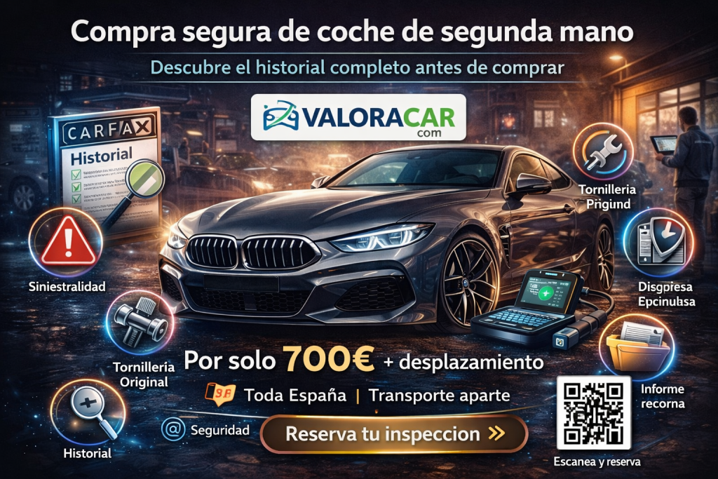 Compra tu coche de segunda mano con total seguridad: nuestro servicio de inspección y valoración" En Valoracar te ofrecemos algo más que una simple revisión: te damos la tranquilidad absoluta de saber que el coche que vas a comprar está en perfecto estado y que no pagas ni un euro de más.